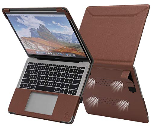 TYTX Custodia Macbook Pro 13 Pollici 2022-2016 M2 M1 A2338 A2289 A2251 A2159 A1989 A1708 A1706, Custodia in Pelle PU Protettiva Cover con Supporto Funzione & Ventilato, Marrone