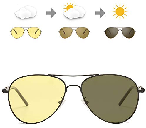 SODQW Polarisierte Nachtsichtbrille Sonnenbrille Photochromatisch Herren Sports Nacht Vision Blendschutz Brille für UV400 Schutz Metallrahmen Leicht