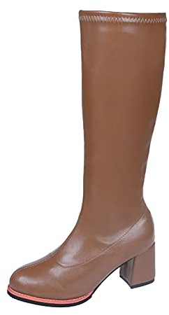 Stivali ad Altezza Ginocchio Donna Stivaletti Donna Stivali al Ginocchio Moda Scarpe con Tacco Alto con Cerniera Laterale (39,Marrone)