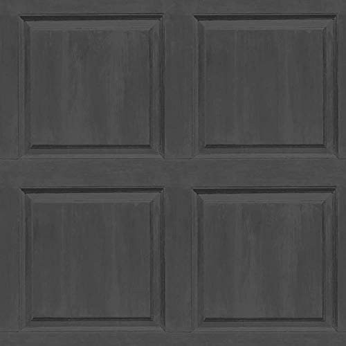 Washed Panel Wallpaper Wood Effect Charcoal Grey Rustic Traditional