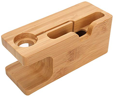 Bambus Ladestation Holz Ladestation Desktop Dockingstation Organizer für Handy Smart Watch Tablet Ladekabel