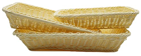 Icegrey Portapane Rettangolari in Vimini Intrecciati per Frutta e Asciugamani, Cestini Portaoggetti, per Cucina, Bagno, Vivaio, Soggiorno Beige Set di 3