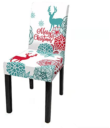 Weihnachten Stuhlhussen Stretch 2/4/6er Set, Chickw1 Universal Abnehmbare Waschbar Christmas Drucken Elastischer Stuhlbezug Für Hochzeit, Hotel, Partys Deko (Elch,4 Stück)