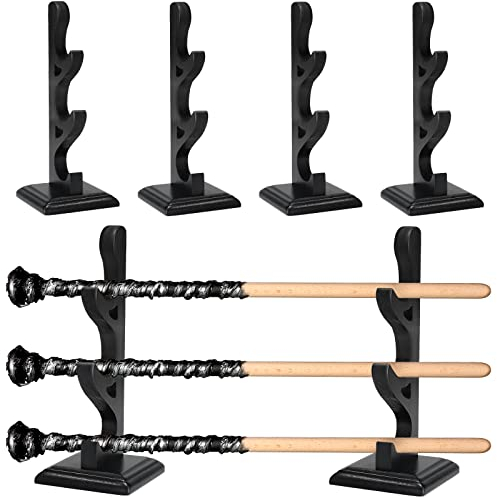 Zauberstabhalter aus Holz, 2 Stück, für Zauberstab, Messer, Dolch, Lichtschwert, Tisch, Theke, Regal für Zuhause oder Büro, Halloween-Dekor, Schwarz (3 Ebenen)