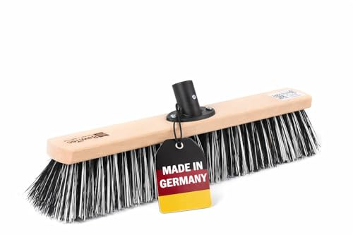 OssiBlitz Besen 40cm Breit mit QuickFix-Halter Straßenbesen Harte Borsten | Harte Borsten-Mischung, Ohne Stiel, Arenga-Pflanzenfaser und Polypropylen, Aus Holz, Für Draußen