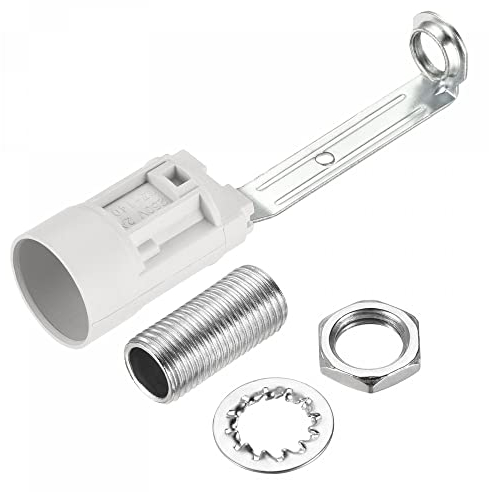 sourcing map E14 Ampoule Douille Plastique Lampe Douille Blanc 23x100mm avec M10 Fileté Lampe Tuyau Écrou pour E14 Ampoule Paquet de 6