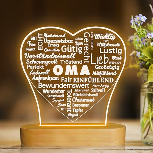 CooPark Geschenk für Oma, LED Nachtlichter mit Text aufgedruckt, Muttertagsgeschenk Muttertag Geburtstagsgeschenk Muttertag Thanksgiving für Großmutter