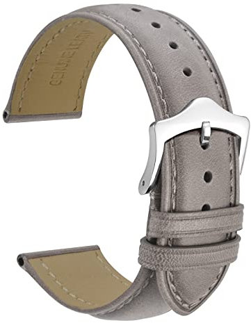 WOCCI 20mm Vintage Leder Uhrenarmband mit Konische Schnalle, Ersatz Armbanduhr (Grau)