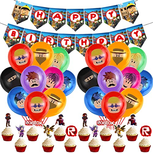 Geburtstag Deko 55 Pcs,Latex Luftballons,Kuchen Dekoration,Cupcake Topper,Happy Birthday Banner,Theme Party Supplies,Junge Kinder Geburtstag Party Dekoration