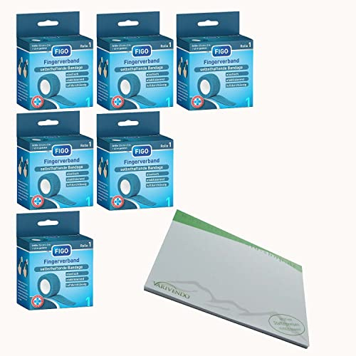 varivendo Notizblock + 6er Set Figo Selbsthaftende Bandage Fingerverband Fingerpflaster Pflasterverband 2,5 cm x 4,5 m (petrol)