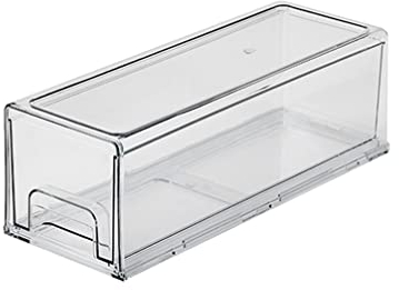 SHERCHPRY Clear Pull-out Bin Refrigerator Organizer Bins Stackable Fridge Drawer Cabinets Pantry Storage Containers with Handle for Fruit Vegetable Food Freezer Organization