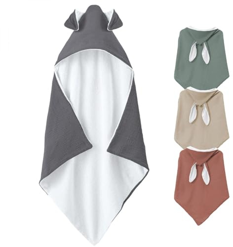 Monsieur Bébé - Baby-Badetuch Innenseite 100% Baumwolle - 75 x 75 cm - Kaninchen