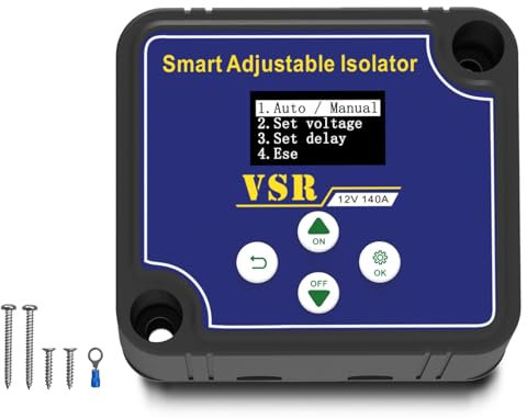 UCkasayfy Adjustable Dual Battery Isolator 12V 140Amp Voltage Sensitive Relay Voltage Setting VSR Compatible with RV Marine Car Vehicle Truck Caravan Off-road Camper Yacht ATV UTV Boats