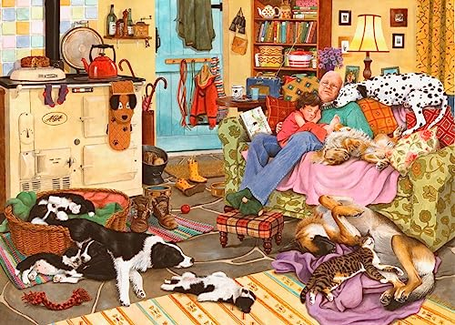 The House of Puzzles - Hund müde Puzzle - 1000 Teile Puzzle für Erwachsene, Künstler illustriert, malerische Landschaft, Deluxe-Puzzle-Geschenke