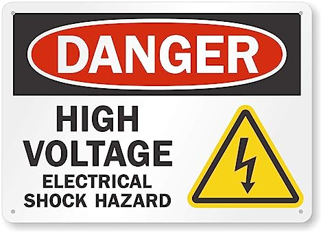 CDXHOME Danger Matal Schild - High Voltage, Electrical Shock Hazard Schild – rostfreies Aluminium, UV-geschützt, wasserdicht und wetterbeständig, 25,4 x 35,6 cm