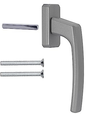 Stahlia ergonomische Fenstergriffe Silber Standard Aluminium 1 Stück Terassentürgriff außen Fenstergriffe Balkontürgriff Rasterolive Griff für Fenster Balkontür Terrassentür Griff Griff Balkontür