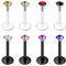 Mayhoop 16G Kunststoff Lippen Bars Tragus Helix Knorpel Ohrstecker Piercing 10mm klar und schwarz flexible Halterungen für Frauen Männer