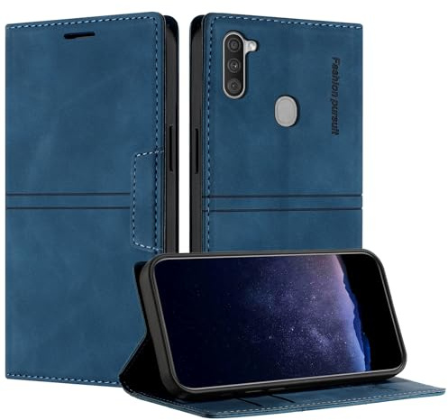 TOUCASA Handyhülle für Samsung Galaxy A11/ M11, PU Leder Brieftasche Flip Stoßfest Hülle, mit [Kartenfächer] [Magnetverschluss] [Ständer] Kompatibel mit Samsung M11 (Blau)