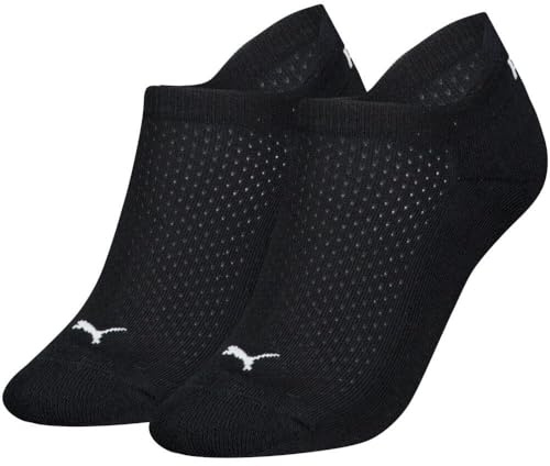 PUMA Zwei Paar Cushioned Sneaker Damen Socken aus Soft Cotton Material in Schwarz mit Fersenschutz.