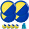 U&C Planet Klettballspiel Wurfspiel Wasserdicht Ball Kinder 3-12 Jahre 2er Set Strandbälle Klettball 4 Paddel & 4 Bälle mit 1 Aufbewahrungstasche Toss und Catch Ball Familie Outdoor, blau und gelb