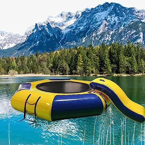 6-16Ft Inflatable Water Trampoline Bounce Trampoline Swim Platform with Escalator and Water Sports Ladder for Adults and Kids,16ft