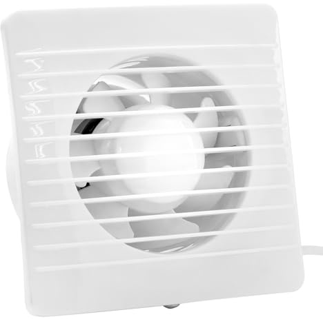 QWORK 4 Inch Wall-Mounted Exhaust Fan, 12W Efficiency, ABS Construction, Pull Cord Switch, Anti-Backflow Check Valve, Ideal for Bathroom Vents, Grow Tents, Kitchens, and More