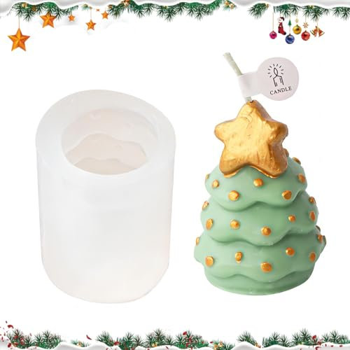 Vidillo Moldes de Silicona de Navidad Árboles de Navidad Forma Silicona Vela Moldes 3D Navidad Fundición Molde Epoxi Resina Artesanía DIY Silicona Colgante Molde para DIY Velas Jabón Regalo Hecho