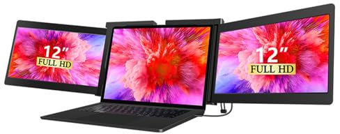 Extension d'écran Triple pour ordinateur portable 12 pouces, double moniteur portable FHD 1080P pour ordinateur portable, extension de moniteur Plug-play, convient aux ordinateurs portables de 13,3 à
