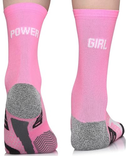 TODO RUNNING RAID CREW Laufsocken mit Lustige Aufschrift, Anti Blasen Socken, Running Socks Men. Bunte Sport Socken Damen 39-42, Laufsocken Herren (Power Girl, 39-42)