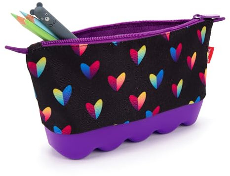 ZIPIT Federmäppchen mit Herzen für Mädchen, Silikon, große Kapazität, Federmäppchen für Schule, Uni und Büro