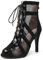 ZYXWVU Stivali da Ballo Latino Americano Donna Punta Aperta Allacciati Stivali da Ballo Salsa e Bachata con Tacco 9.5cm Nero, 38.5 EU