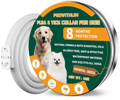 prowithlin Collar Antiparasitario para Perros - Collar Antipulgas Perros Natural, Ajustable e Impermeable, Protección hasta 8 Meses - 65cm - 1 Pieza