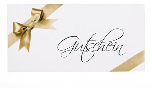 Kuvertwelt Gutschein-Briefumschläge Din Lang (220X110Mm) - Haftklebend - Hochwertige Umschläge Für Gutscheine In Verschiedenen Stückzahlen 25 Stück Druck Gutschein Gold-Schleife