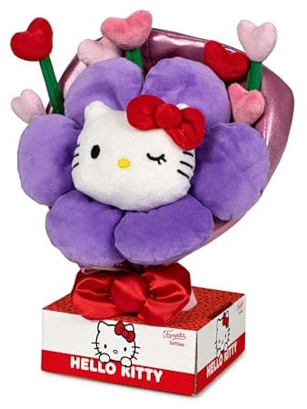 Grandi Giochi Hello Kitty Bouquet - Bouquet Di Peluche Hello Kitty, Alto 28 Cm Morbido, Composizione Di Cuori E Hello Kitty, Ottima Idea Regalo Per Appassionati Dai 10 Mesi
