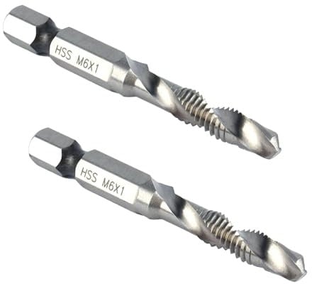 2 Stück Gewindeschneider M6,m6 Kegelbohrer,gewindebohrer Bohrer,M6 gewindeschneider,zum Bohren, Gewindeschneiden, Schneiden auf weichem Metall, Aluminiumplatte, Eisen