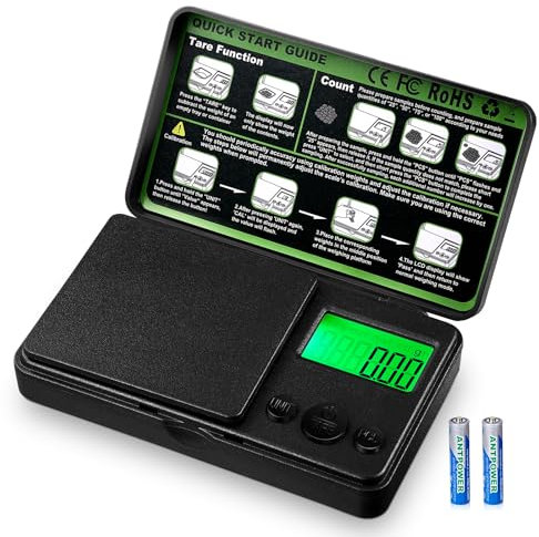 Zeawavsl Taschenwaage, 1000g/0,01g Digitale Taschenwaage, Digitale Waage Goldwaage Münzwaage Feinwaage für Küche, Schmuck, Digitalwaage Schwarz