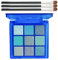 EONFAVE Lidschatten Palette - 9 Farben Blau Grün Lidschatten Weicher Matter Schimmer Eyeshadow Palette - Wasserdicht Hochpigmentiert Metall-Blitz Augen Make-up Mit 3 Bürsten (Himmelblau)