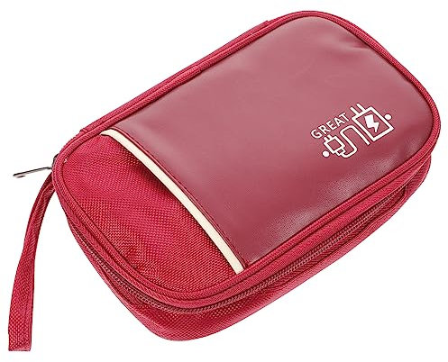 SWOOMEY Travel Electronics Accessories Bag Compact Multi-function Organizer for Cables Chargers and Gadgets for Home Office and Travel Use Storage Pouch Wine Red