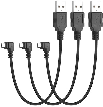 YACSEJAO Cavo corto micro USB da 25 cm, 90 gradi, 3 pezzi (angolo sinistro)