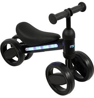MoVe Bobble Light Up Ride On Quad Scooter | 4 Four Wheel Toy in Black | Toddler Push Along Ages 1+ Flashing