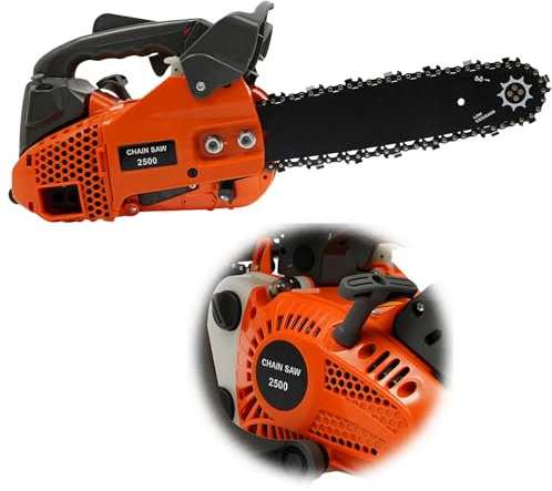 Benzin Kettensäge Pro 25,4CC 1,22PS | 30cm Schwert & 9000 U/min | 900W Motorsäge mit 2-Takt Motor | Leichtgewicht (5kg) inkl. Schutzbügel & Werkzeugset zum Ästern von Bäumen, Baumschnitt