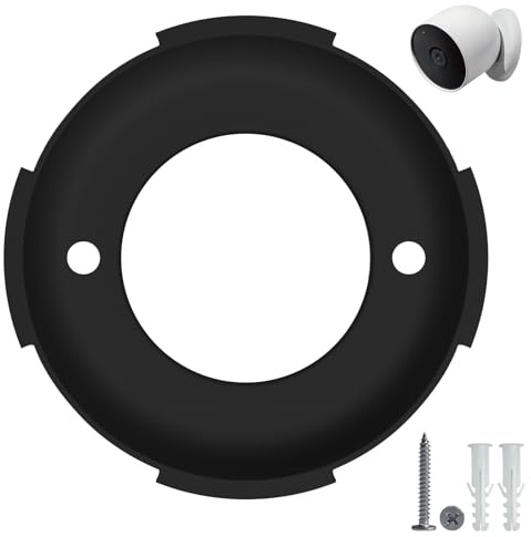 ARSUNOVO Wall Mount Plate for Google Nest Cam Battery Indoor Outdoor, Locking Collar Replacement Part, Black