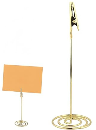 Gold Table Number Card Holders with Clips – 20 Pack 4.7 Inch Metal Place Card Stands, Photo & Memo Clip Holders for Wedding Table Numbers, Party Decorations, Office Desk, Menu & Name Card Display