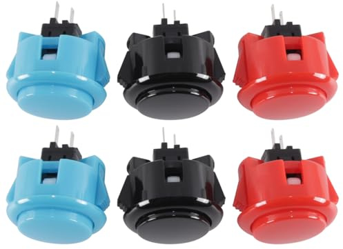 ACOLY Juego de 6 pulsadores arcade de 30 mm para OBSN-30, OBSF-30 y OBSC-30 (negro, azul y rojo)