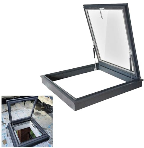 Dachfenster mit Oberlicht Dachzugangsluke mit doppelt verglastem Sicherheitsglas flächenbündige Dachluke for Dachboden/Keller/Wintergarten/Gartenhaus(LxW26x20in)