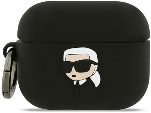 CG Mobile Karl Lagerfeld Silikonhülle mit Karl-Kopf-Motiv für AirPods Pro 3 (Schwarz)