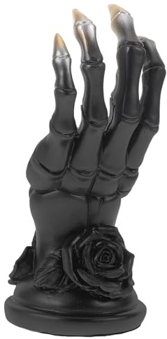 Levemolo Deko Hand Schmuckhalter aus Kunstharz, Muskulöse Hand, Schwarz | Ringhalter und Uhrenständer, Gothic Vintage Stil für Zuhause, Geruchsneutral, Dekorativ