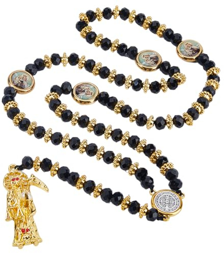 DICOSMETIC Santa Muerte Rosenkranz Halskette Religiöser Schmuck Geschenk