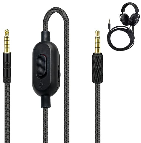 Câble de Remplacement pour Casque Compatible avec Logitech G Pro G PRO X | G233 G433 Câble Audio 3,5 mm d'extension de jeu Contrôle du Volume et Bouton Muet Micro 2M (Noir)