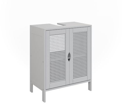 Vicco Waschbeckenunterschrank Liora, Weiß, 48 x 60 cm | mit 2 Türen, zur Aufbewahrung von Badutensilien und Handtüchern